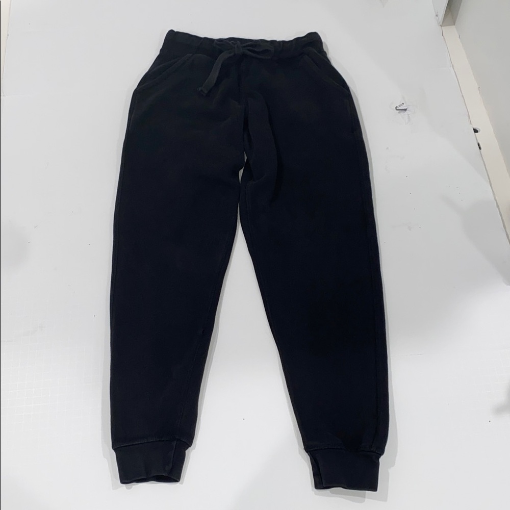 A.M.S. Black Men's  Sweatpants Jogger Pants Tie Waistband Ankle Side Pockets S